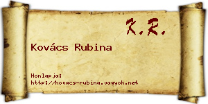 Kovács Rubina névjegykártya